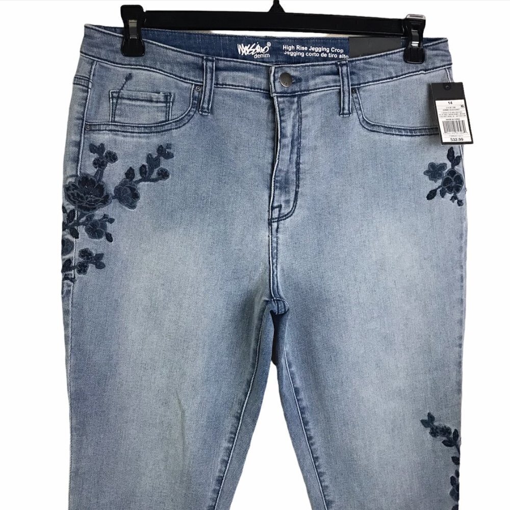 NWT - MOSSIMO Denim - High Rise Jegging Crop with Floral Embroidered - Picture 3 of 13